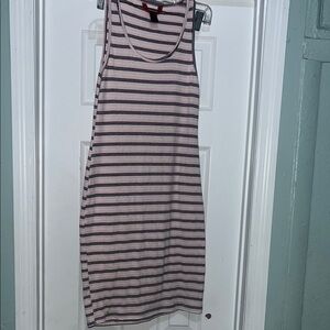 Hot Kiss Pink and Black Striped Mini Dress